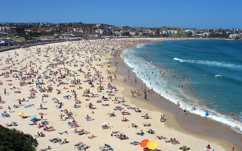 Photo of people at Bondi Beach on a sunny day