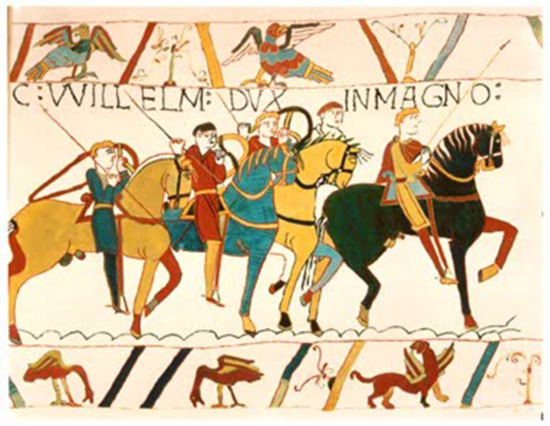 Photo of the Bayeux Tapestry showing The Battle of Hastings (1066)