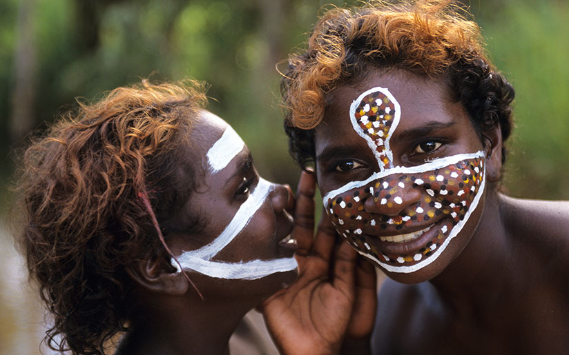 Photo of two Aboriginal children with painted faces