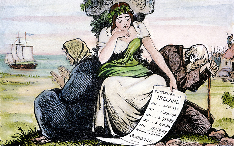 Illustration showing the huge decline in the population of Ireland from 1841 to 1881