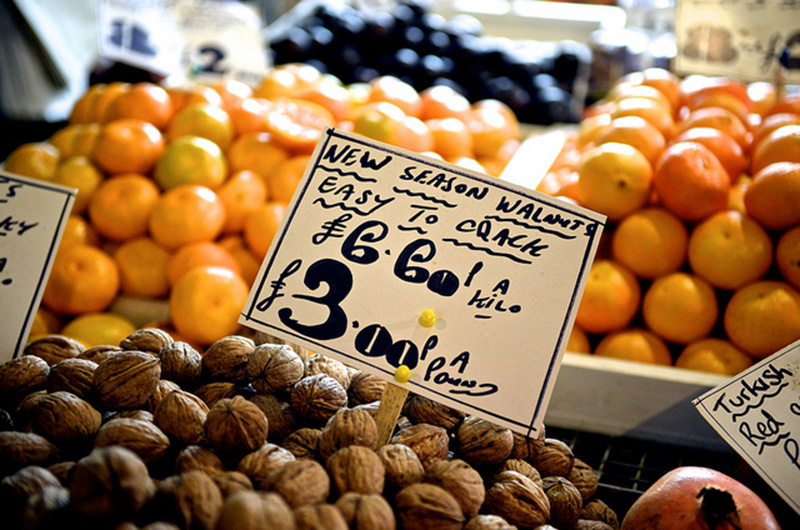 Photo of walnuts for sale at a market stall